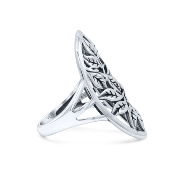 Leaves Circle Charm Tree of Life Statement Oxidized Band Thumb Ring